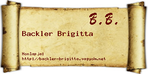 Backler Brigitta névjegykártya